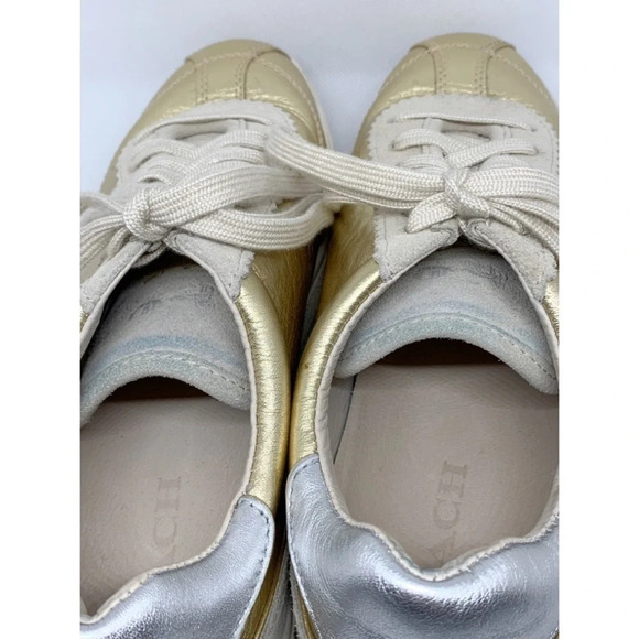 Coach Gold Metallic Lace Up Sneaker 9 - Picture 3 of 7